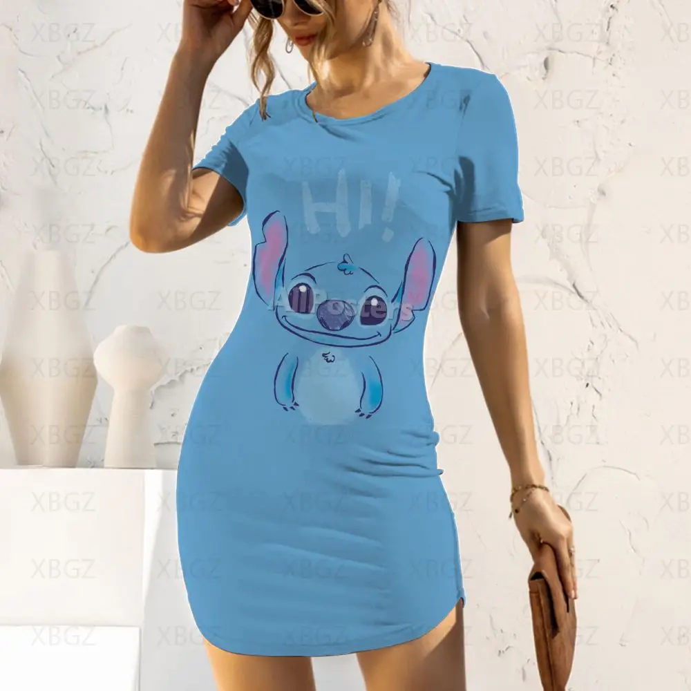 Party Dresses Fashion Stitch Prom Summer Woman 2024 Print Clothes Disney Cartoon Evening Mini Dress Elegant Women Tight Chic 3XL