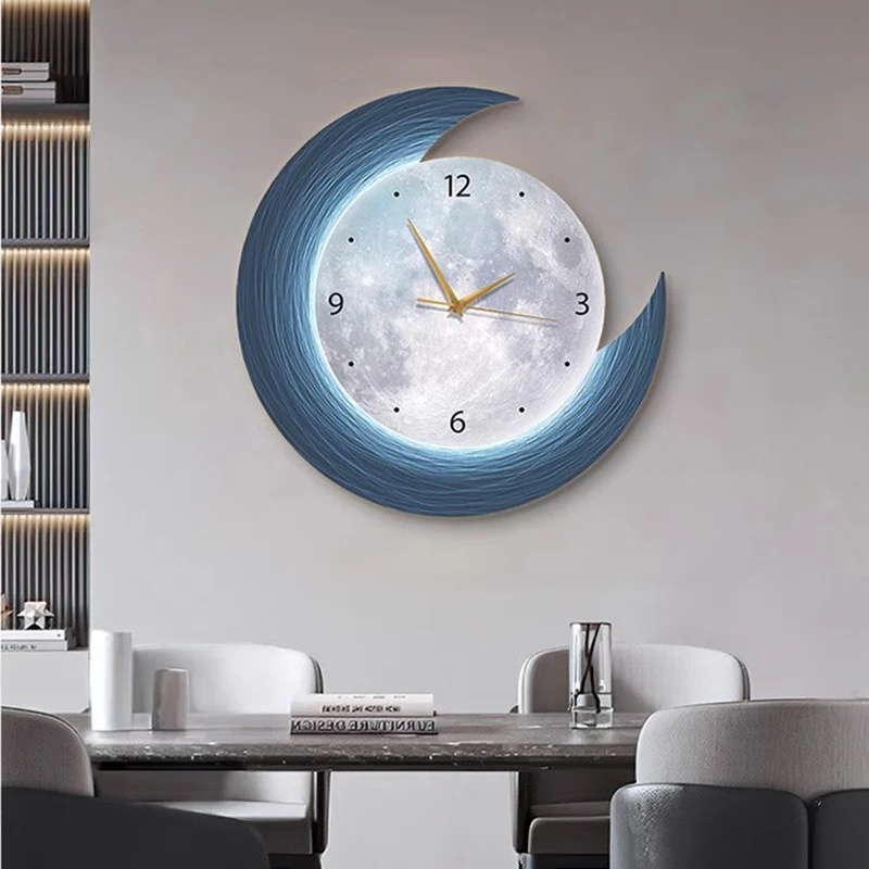 Round Fashion Wall Clocks Creative Minimalist Nordic Restaurant Wall Watch Kitchen Luxury Led Orologio Da Parete Home Decoration