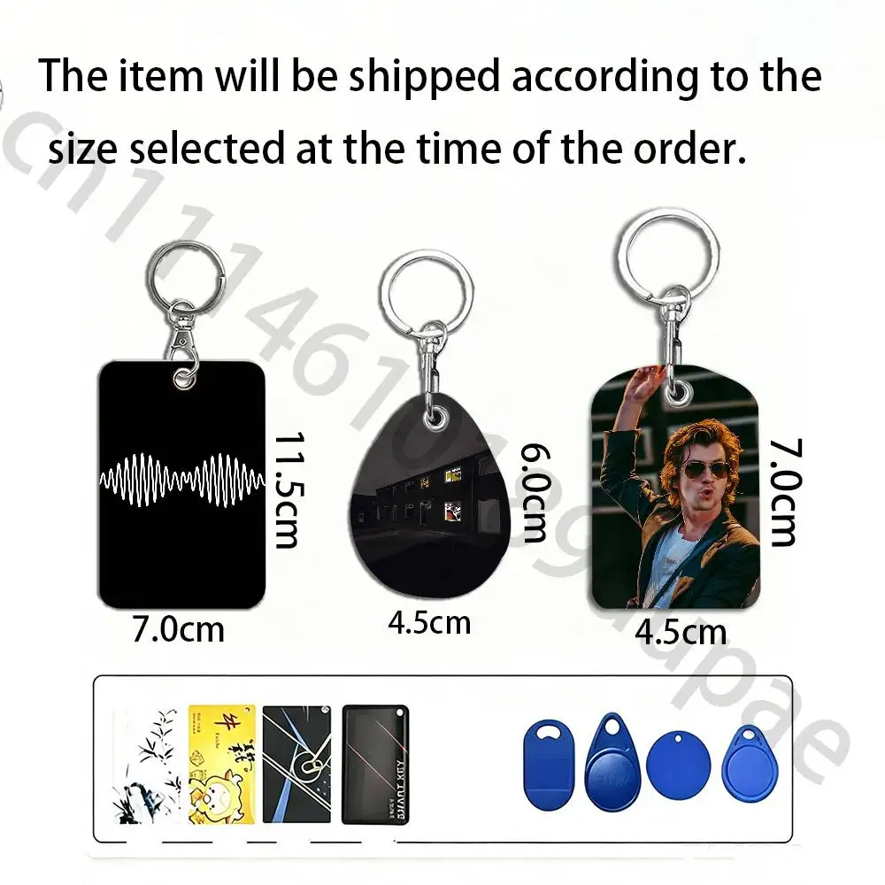 A-Arctic Monkeys Protective Printed Leather Card Case Metal Keychain Accessory