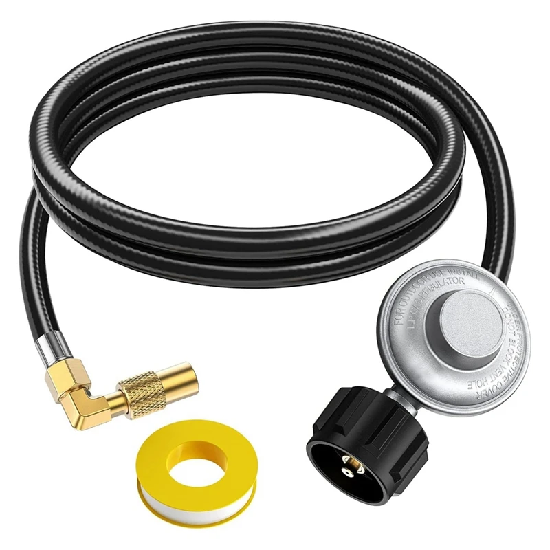 

5FT Propane Adapter Hose With Regulator, QCC1 Gas Grill Regulator & Hose With Elbow Adapter For Blackstone Griddle