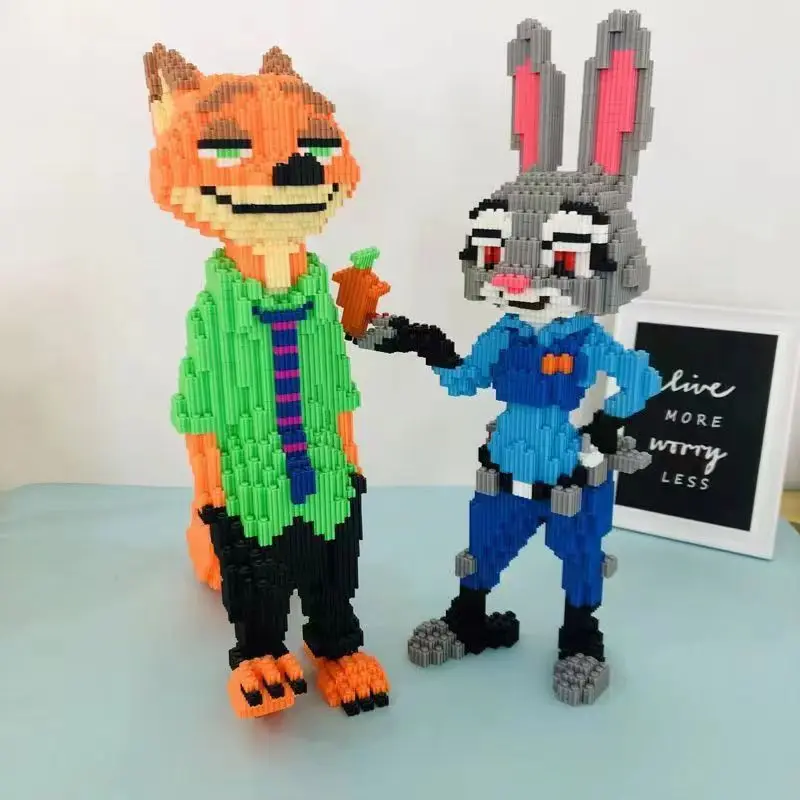 Disney Crazy Animal City Nick Judy Building Blocks Rabbit Couple Assembly Toys Children's Puzzle