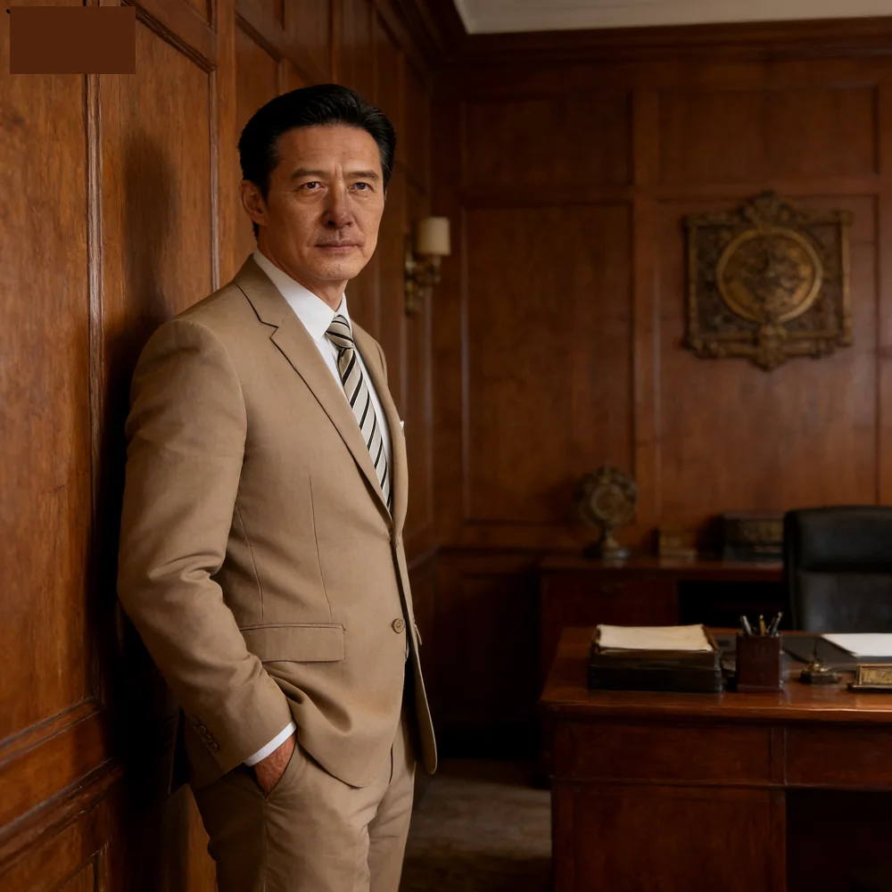 

Мужской костюм смарт-кэжуал цвета хаки: двубортный пиджак и брюки для деловых встреч, свадеб и торжеств