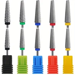 Super Long 5 in 1 Nail Drill Bits Cross Tapered Carbide Bit 3/32