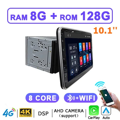 10 inch 2 DIN Android 14 universele multimedia videospeler, autoradio, draadloze carplay android auto WiFi, GPS, Bluetooth, audio