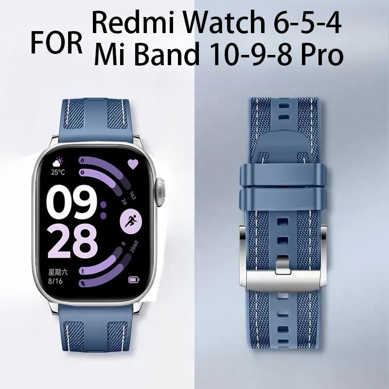 Composite Nylon+Silicone Strap For Redmi Watch 6/5/4 Sports Comfortable Breathable Bracelet For Xiaomi Band 10/9/8 Pro Wristband
