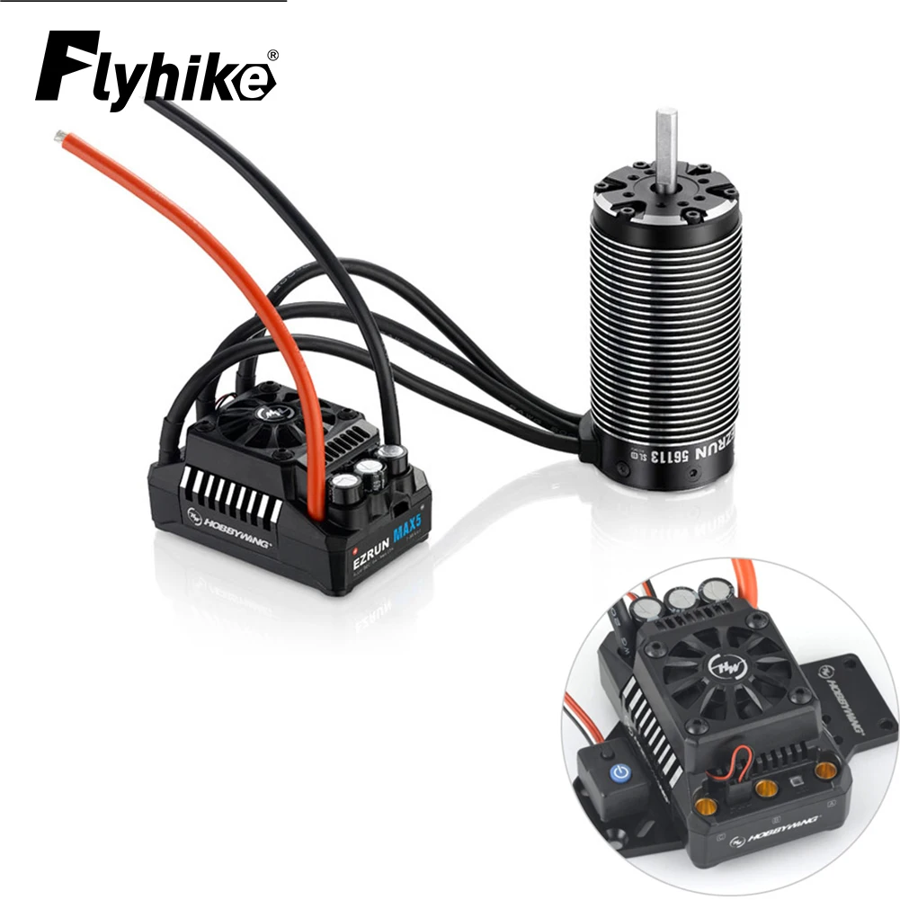 

HobbyWing 56113SL 800KV Sensorless Brushless Motor with EzRun MAX5 V3 200A Brushless Waterproof ESC Combo for 1/5 RC Cars