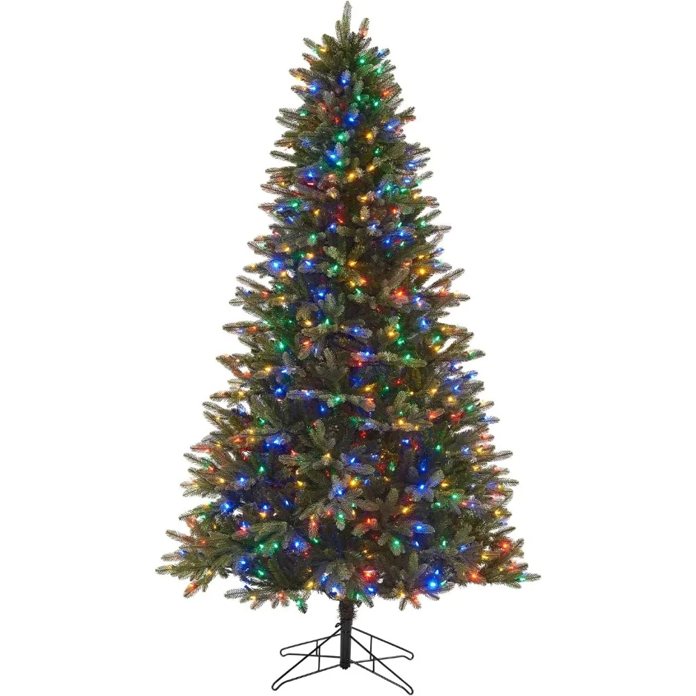 7.5 Ft Pre-Lit Artificial Christmas Tree, Regal Fir Xmas Tree with 700 Color Changing LED, 2569 PE/PVC Tips, Tree Top Connector