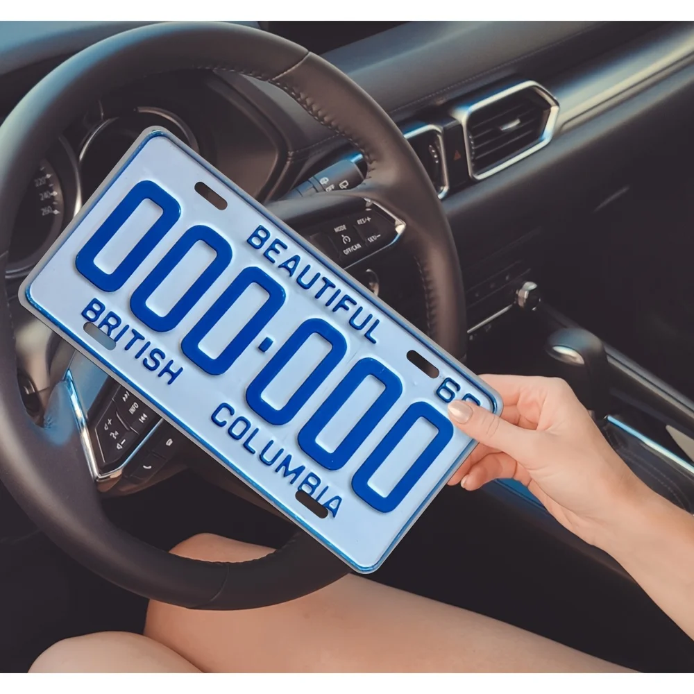 2D Flat, 1pc British-Themed Vintage Replica Sign Suitable for Bars, for Man Caves & Vehicles - Heavy-Duty BC Number Plate with S
