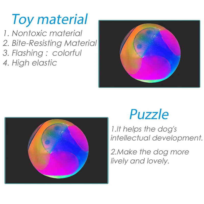 ABDJ-Light Up Dog Balls Flashing Elastic Ball Glow In The Dark Interactive Pet For Puppy, Cats, Dogs 2 Inch (6X Balls)