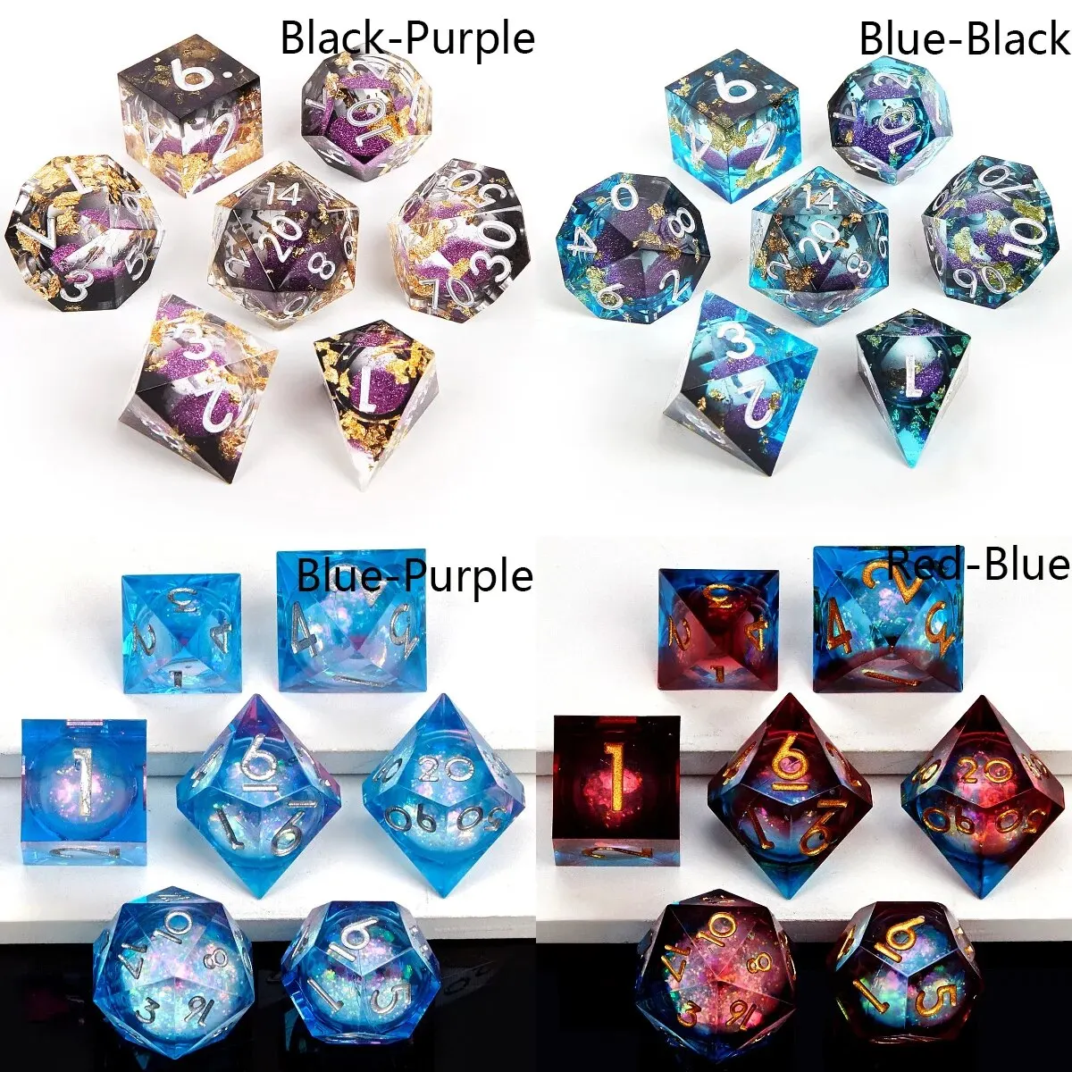 Liquid resin dice set with sharp edge for dice, for role-playing Dungeons and Dragons, ttrpg games, unique gift idea for RPG and