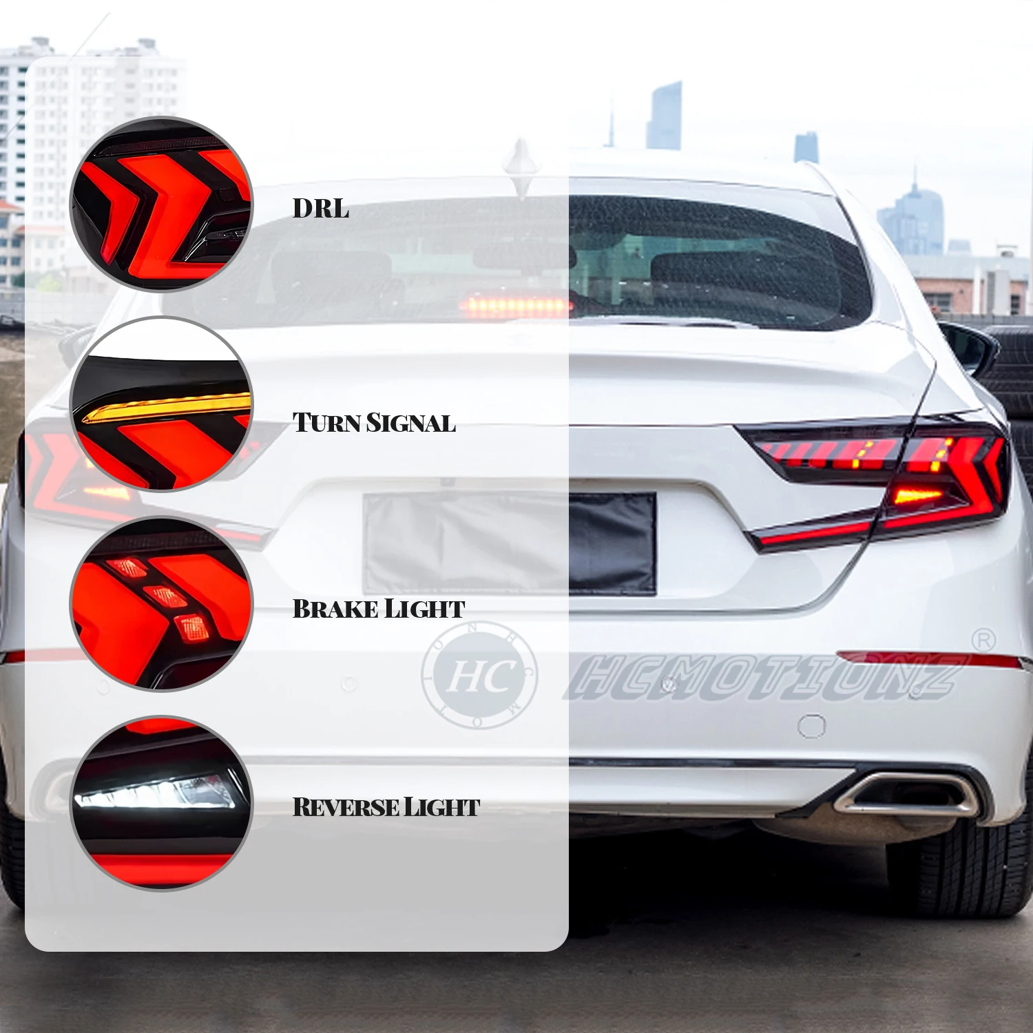 HCMOTIONZ โรงงานเริ่มต้น Animation ด้านหลังโคมไฟประกอบอุปกรณ์เสริมรถยนต์ 2018-2022 ไฟท้ายสําหรับ Honda Accord