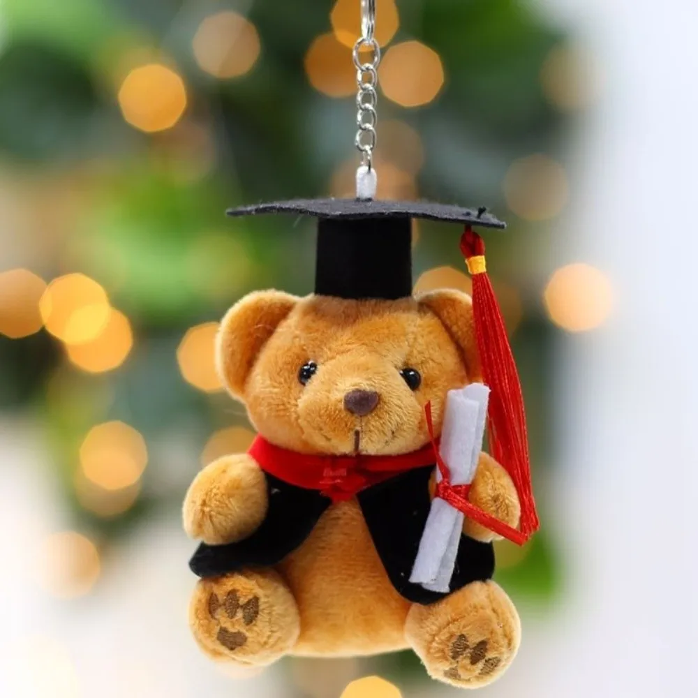 

Funny Cute Graduation Bear Plush Toy Soft Stuffed 12cm Dr Bear Doll Hanging Blessing Stuffed Animal Bear Bouquet Decoration