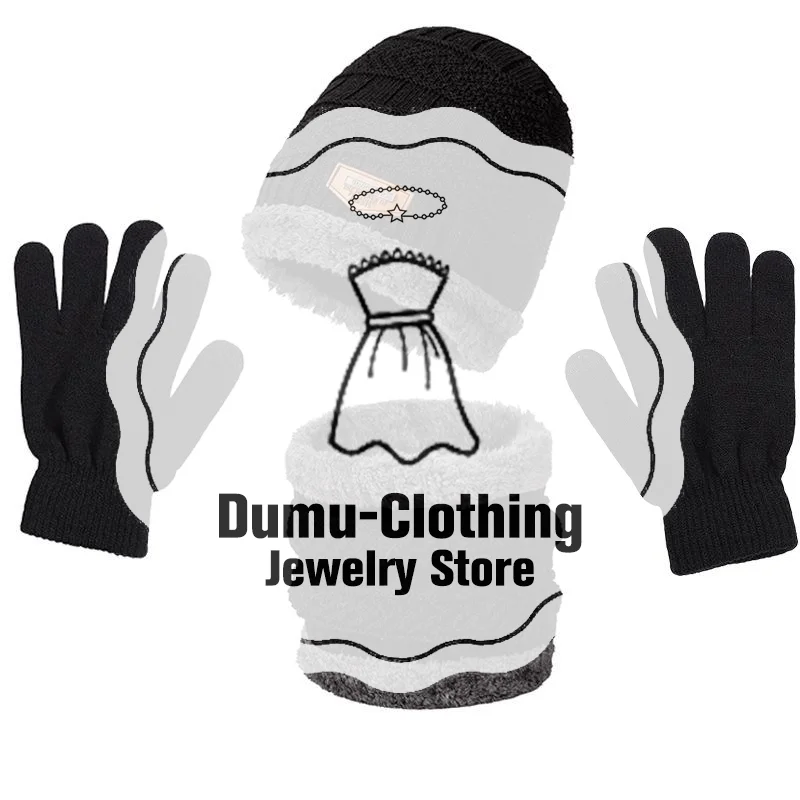 طقم قبعات شتوية للرجال مكون من 3 قطع، قفازات وشاح لتدفئة الرقبة، الكل في واحد، قبعة محبوكة مبطنة بالصوف #1