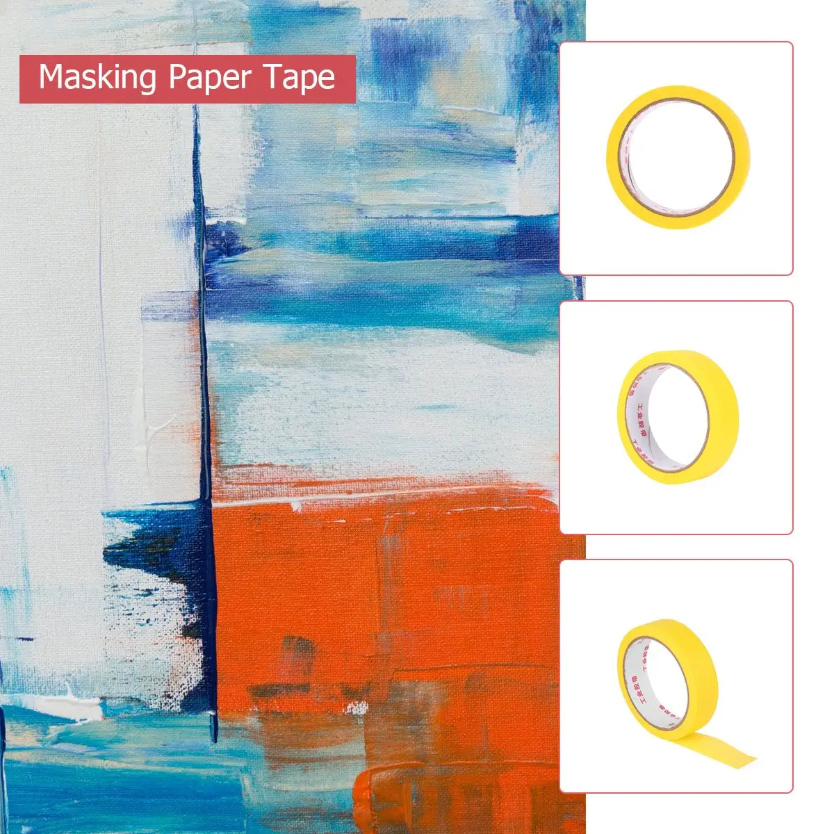 White Duct Tape Masking Sticky Textured Paper Rubber Color Separation Mark High Temp Resistance Long Size Practical Use Sharp