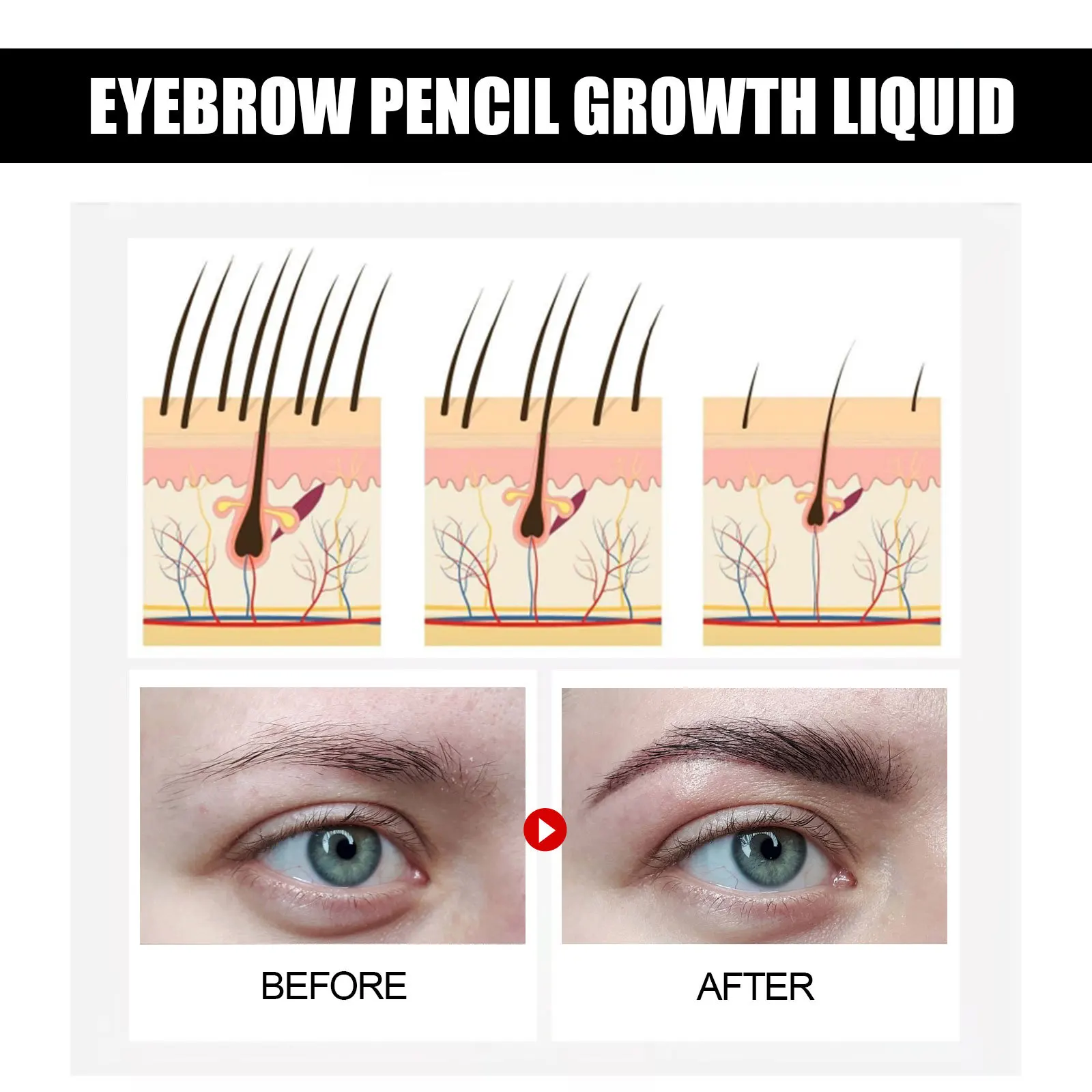 Eyebrow Growth Liquid ได้อย่างรวดเร็ว Grow หนาและเรียวขนตา Moisturizing และพยาบาล Eyebrow Fast Growing Liquid 30ml