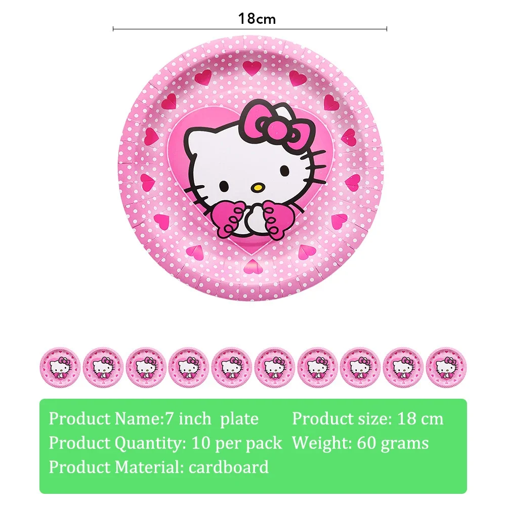 Hello Kitty Theme Baby Shower Girls Party Supplies Paper Cup Plate Tablecloth Kids Birthday Party Banner Wedding Decor Balloons