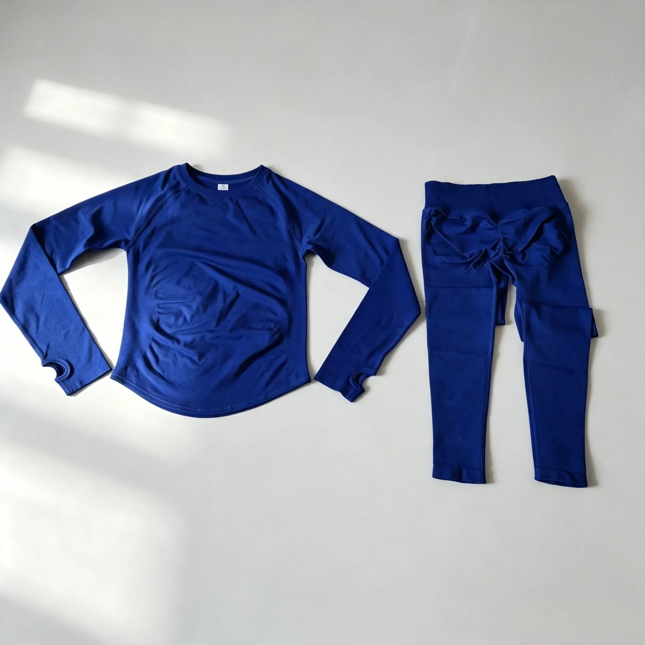 Dneyf DFY Damen Yoga-Set mit Daumenloch, Slim-Fit Langarm-Oberteil & Hochgeschnittener, Po-Formender Yoga-Leggings, Schnelltrocknend, 2-teiliges Fitness-Set – Detail 13