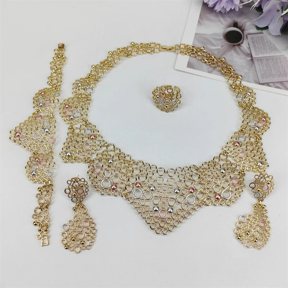 

TITI Luxury Jewelry Set For Women High Quality 18K Gold Plated Dubai Jewelry Necklace Earring Ring Bracelet Trending