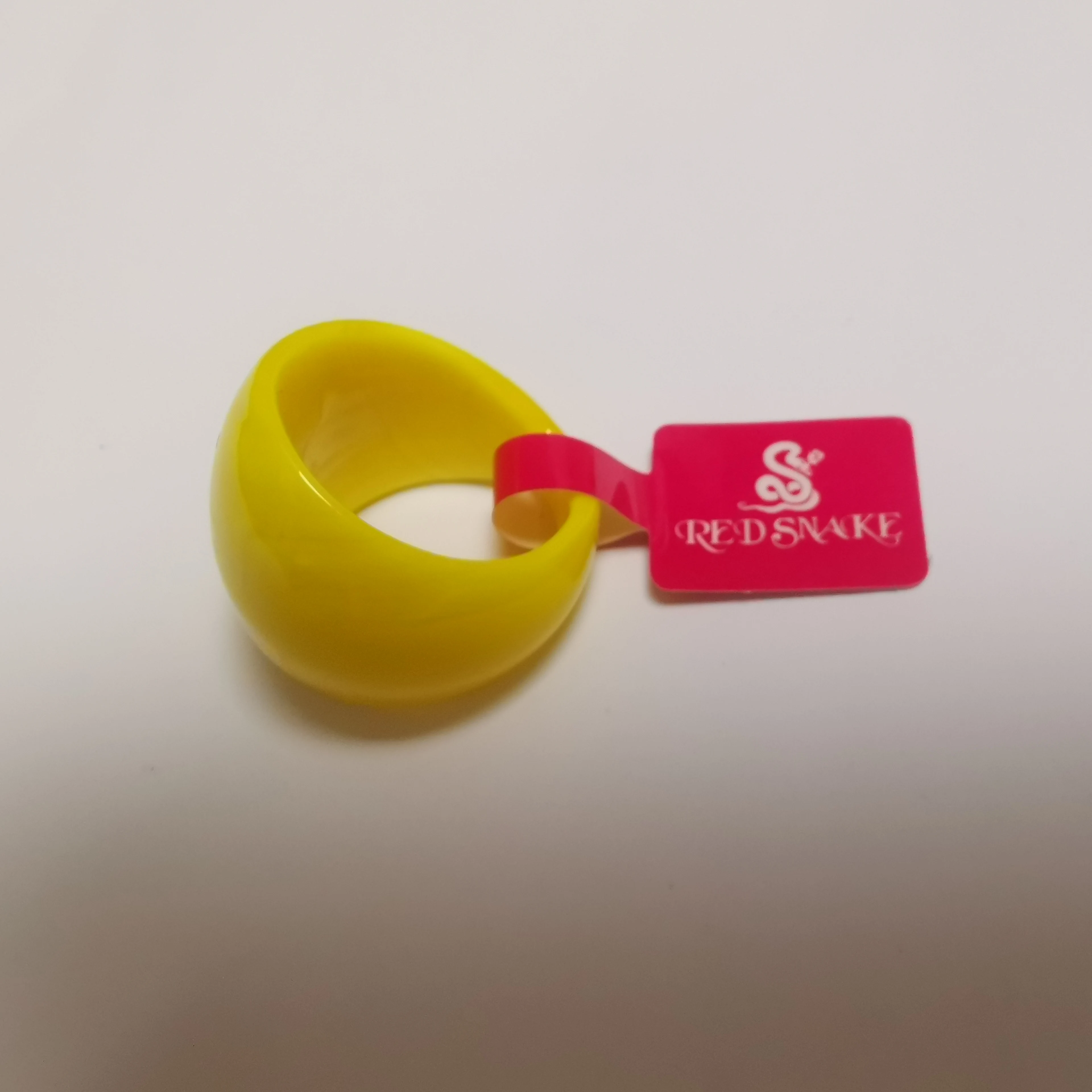 RED SNAKE Fashion Ring Handmade Lemon yellow with Pearl texture glossiness Murano Glass Rings MR003