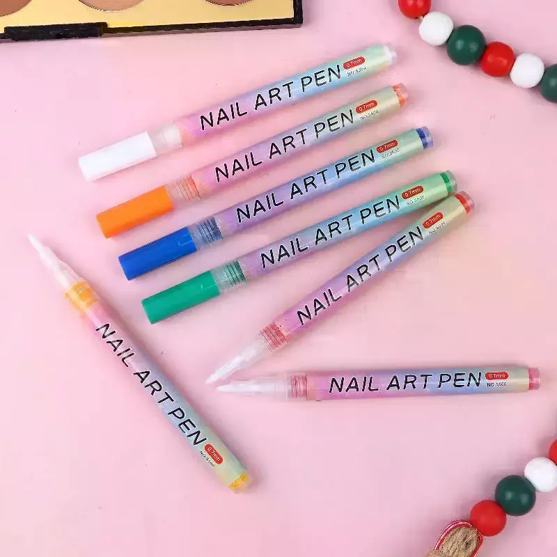 4/12pcs/Set Colourful Nail Art Graffiti Pen Waterproof Diy 3d Nail Art Drawing Pen Abstract Lines Fine Painting Tools