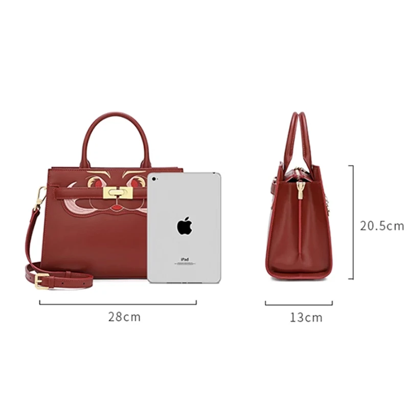 Quality High-end women\'s handbag Cowhide bag Real cowhide leather bag Leather Bag Genuine Leather bag Women\'s handbags Red