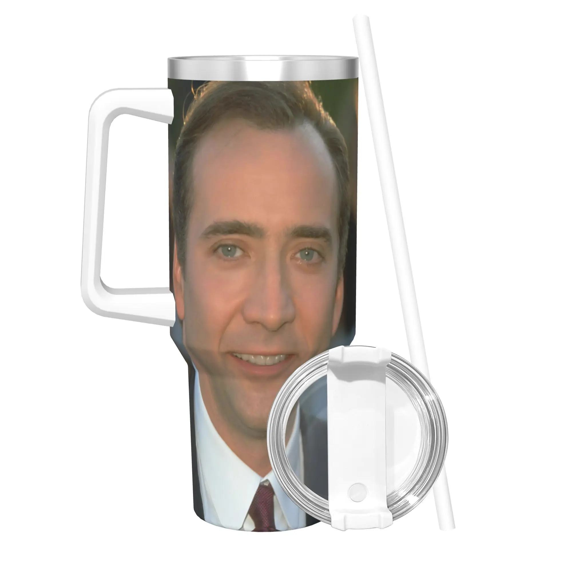 Nicolas Cage Tumbler 40oz Stainless Steel Double Wall Vacuum Insulated  Mug Cups With Straw