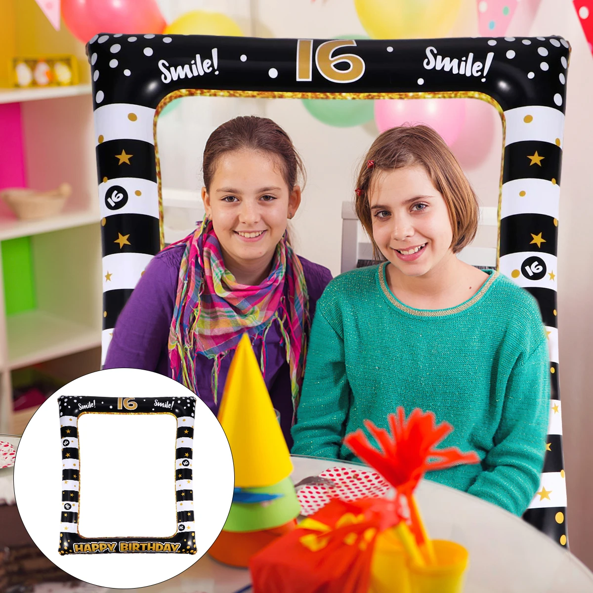

1Pcs Birthday Inflatable PVC Photo Frame Creative Design Festival Party Prop Photo Frame Supplies Birthday Party Supply