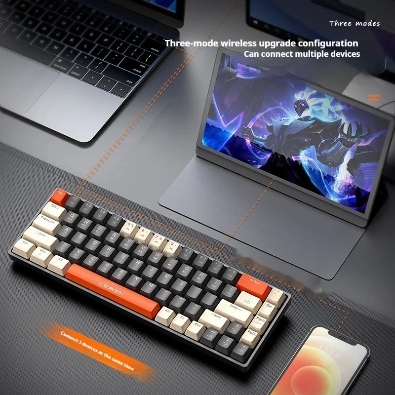 60% Wireless Esports Mechanical Keyboard Bluetooth Dual Mode Hot-Swappable Mini 68-Key Red Switch For Pc Ps4 Xbox Iphone Ipad