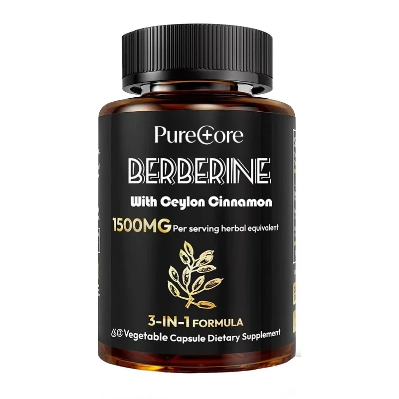 Berberine Hydrochloride 1500mg, Containing Ceylon Cinnamon and Citrus Bergamot, Vegan, 60 Capsules