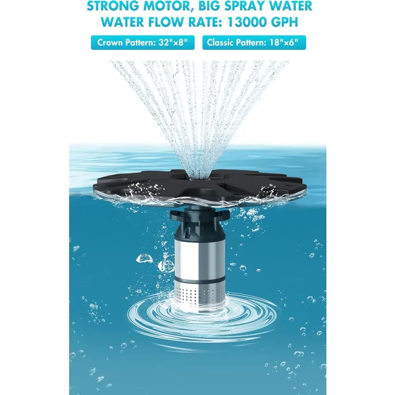 home.-FS01 Fonte flutuante de lago grande de 110 V, 1/2 HP, OD (φ) 32" com bomba de fonte de 13000 GPH, cabo de alimentação de 100', dois patos de pulverização