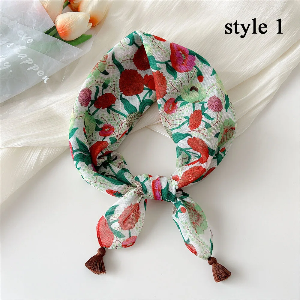 60cm Cotton Linen Girl Square Scarf Women Fashion Bandanas Head Hair Accessories Turban Hairband Headband