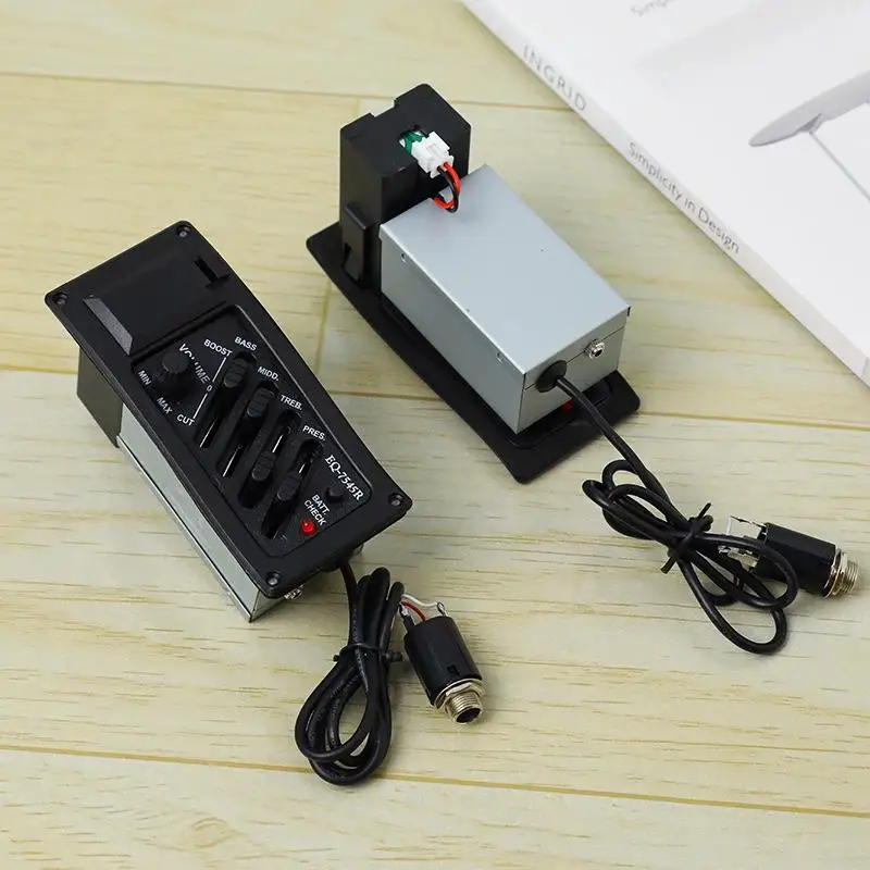 1pc Guitar Pickup EQ-7545R Acoustic Electric Guitar Pickup with 4 Band EQ Equalizer Preamp for Classical Folk Guitar image 2