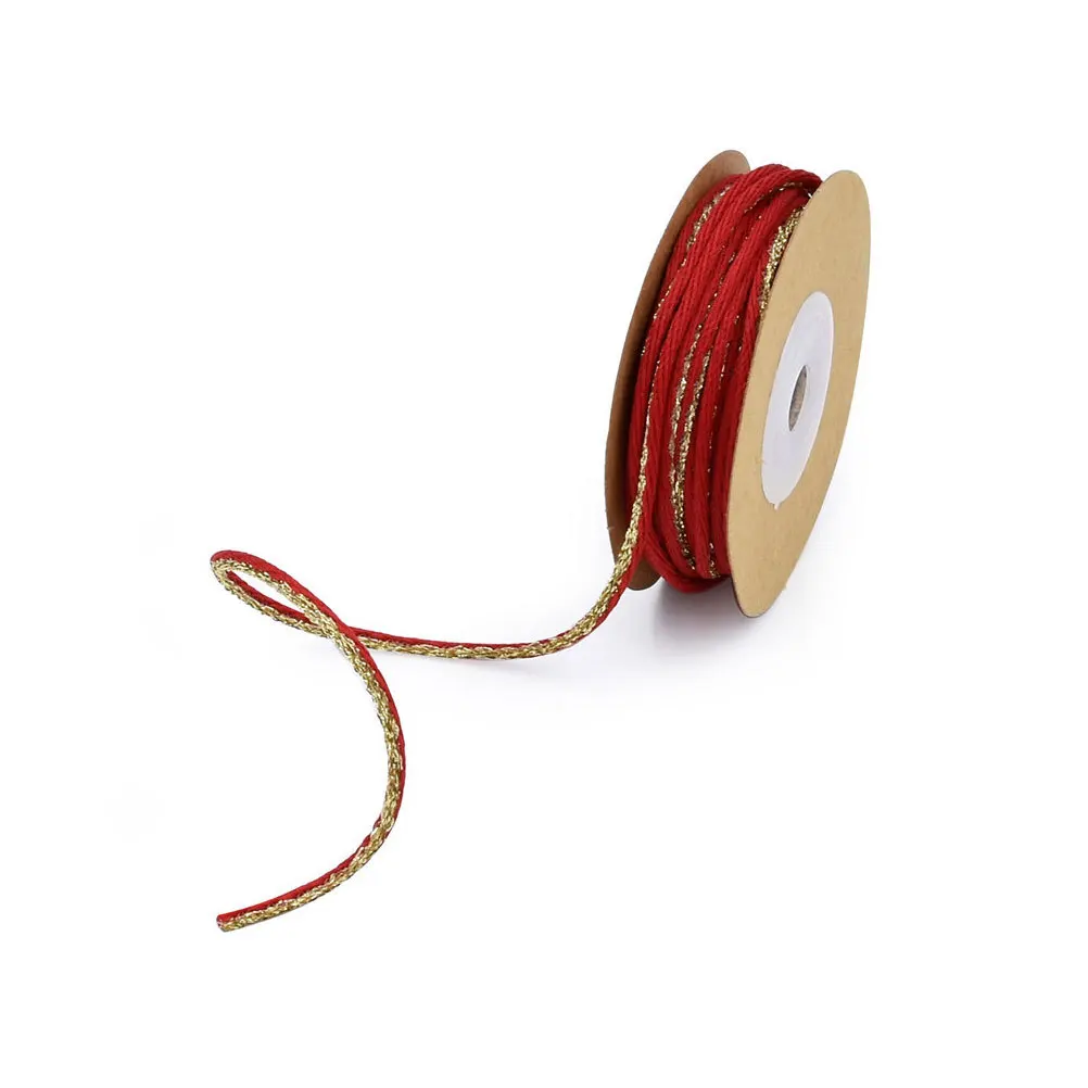 

3 Roll Christmas Ribbed Band Packaging Ribbons Contrast Color Polyester Rope for Gift Wrapping Party DIY Holiday Supplies