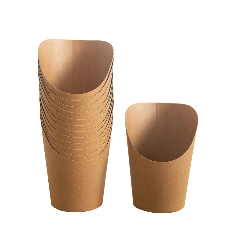 50pcs French Fries Holder Disposable Kraft Paper Fry Cup Charcuterie Cup Snack Dessert Potato French Chips Box Party Supplies