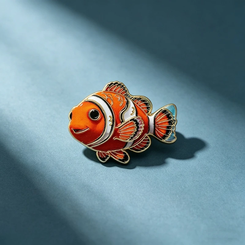 Cartoon Clownfish Shape Enamel Brooch Pin Cute Metal Badge For DIY Clothing Bags Shoes Hat Scarf T-shirt Jeans Decoration