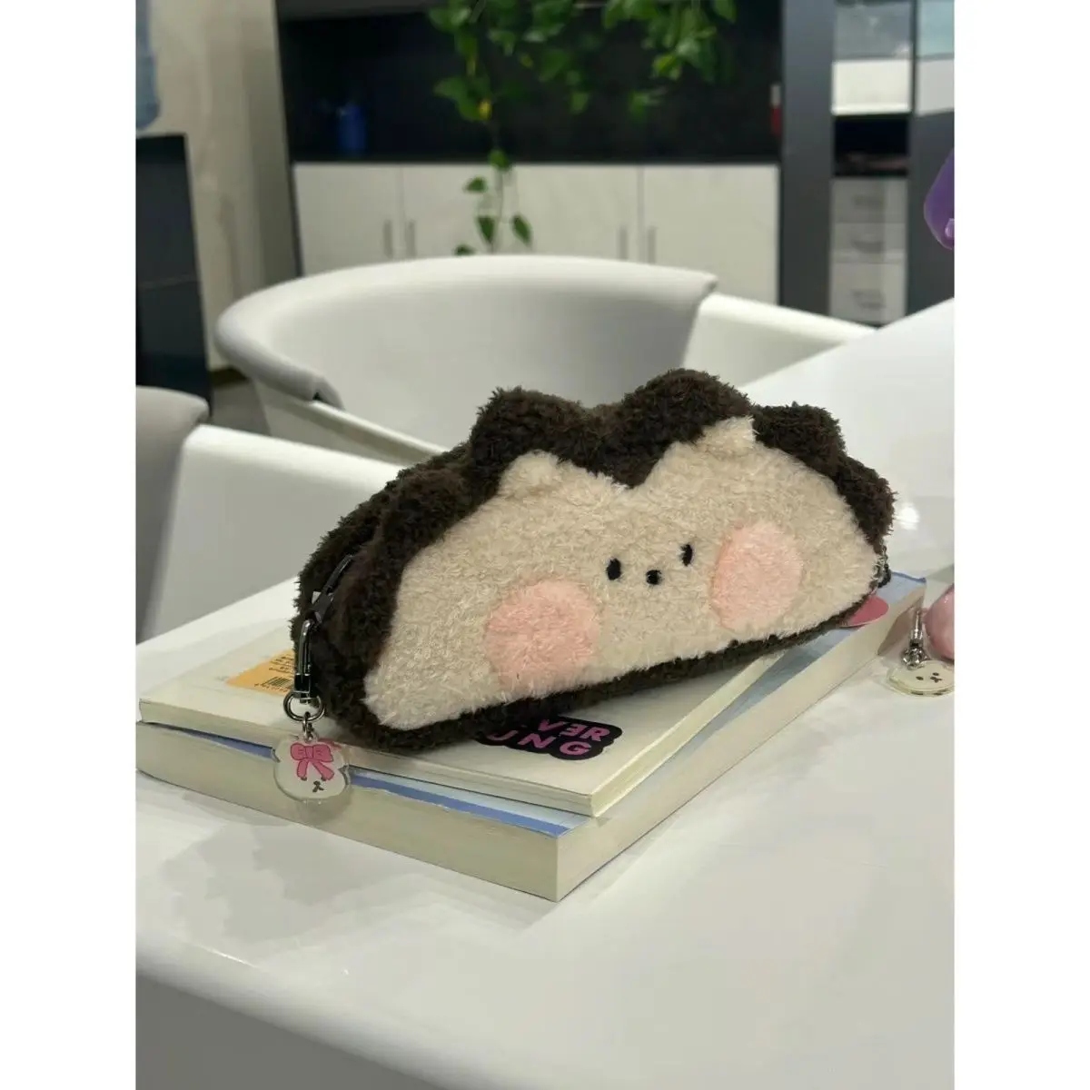 Cartoon Hedgehog Pencil Cases Plush Pen Bag Cute Storage Stationery Supplies Neutral Pen Box Japanese Stationery Pencil Bag