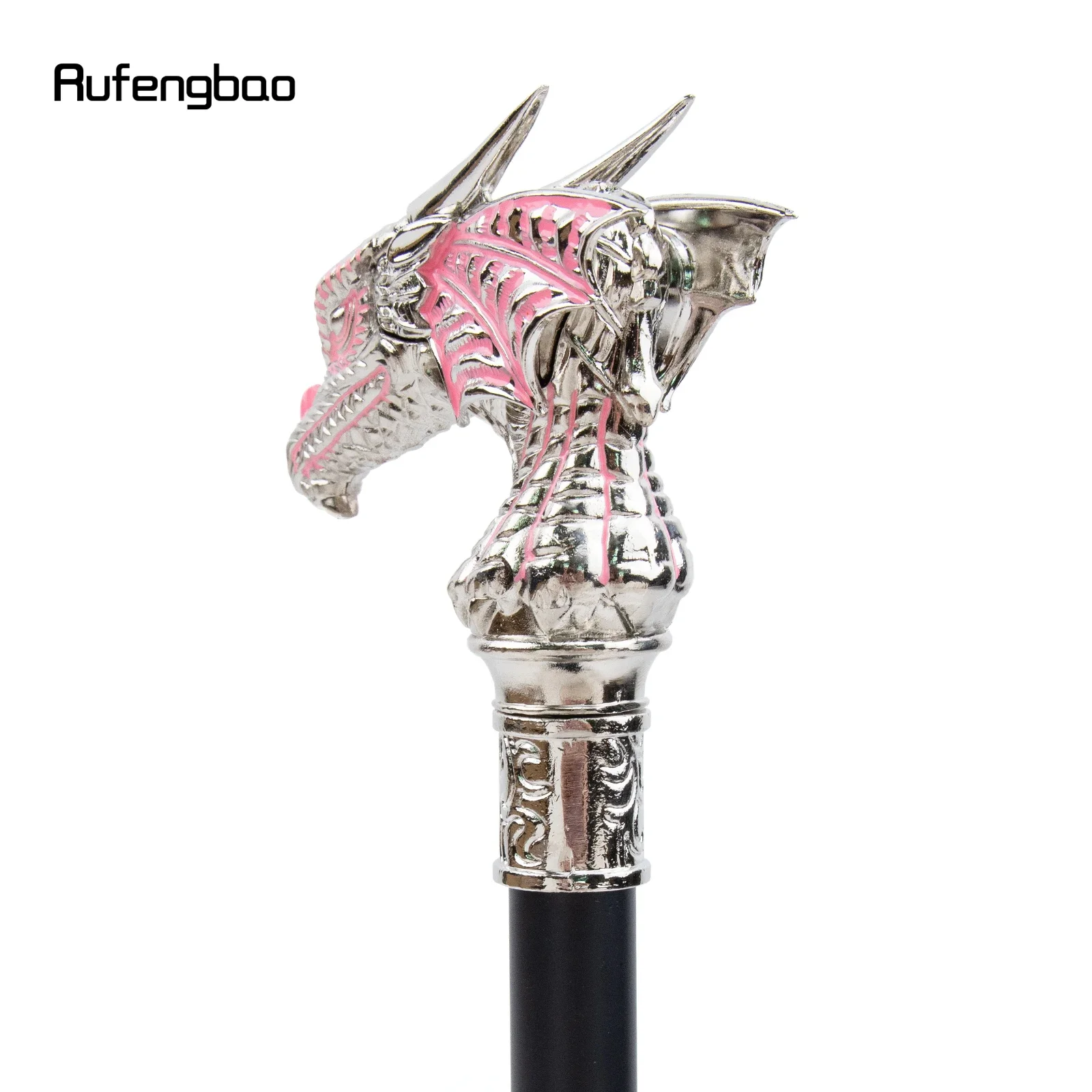 Pink White Luxury Dragon Head Walking Cane Fashion Decorative Walking Stick Gentleman Elegant Cosplay Cane Knob Crosier 94cm