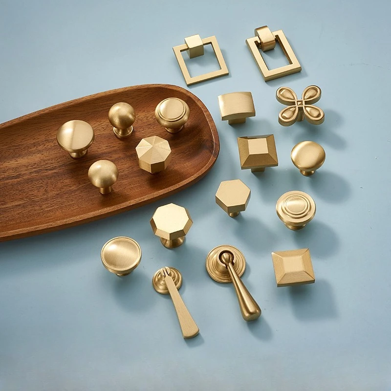 

Chinese-style wardrobe with luxurious drawers featuring shell-shaped hidden golden single-hole solid yellow brass handles