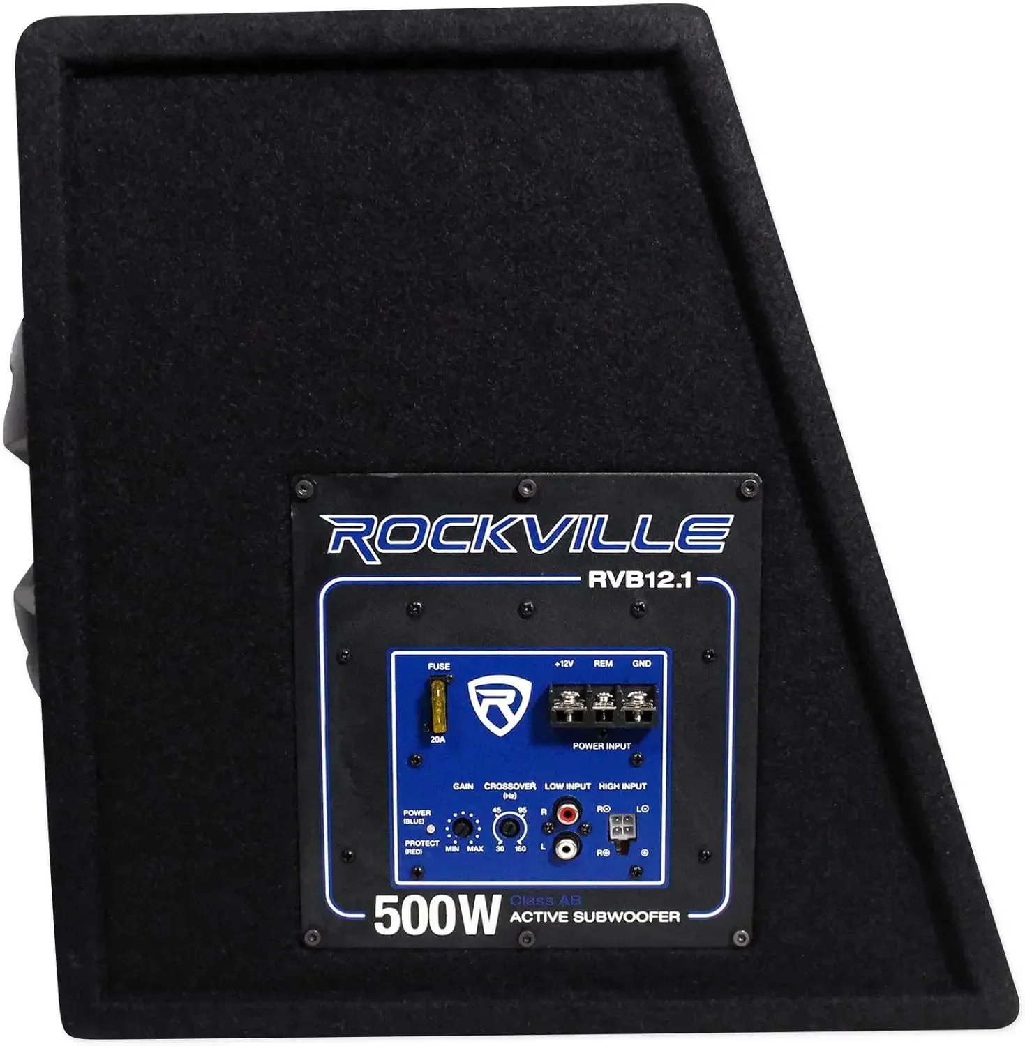 RVB12.1A Bundle: 12 in 500-Watt Peak / 300-Watt RMS Active Powered Car Subwoofer Enclosure, RWK10 10-Gauge Amplifier Wiring Inst