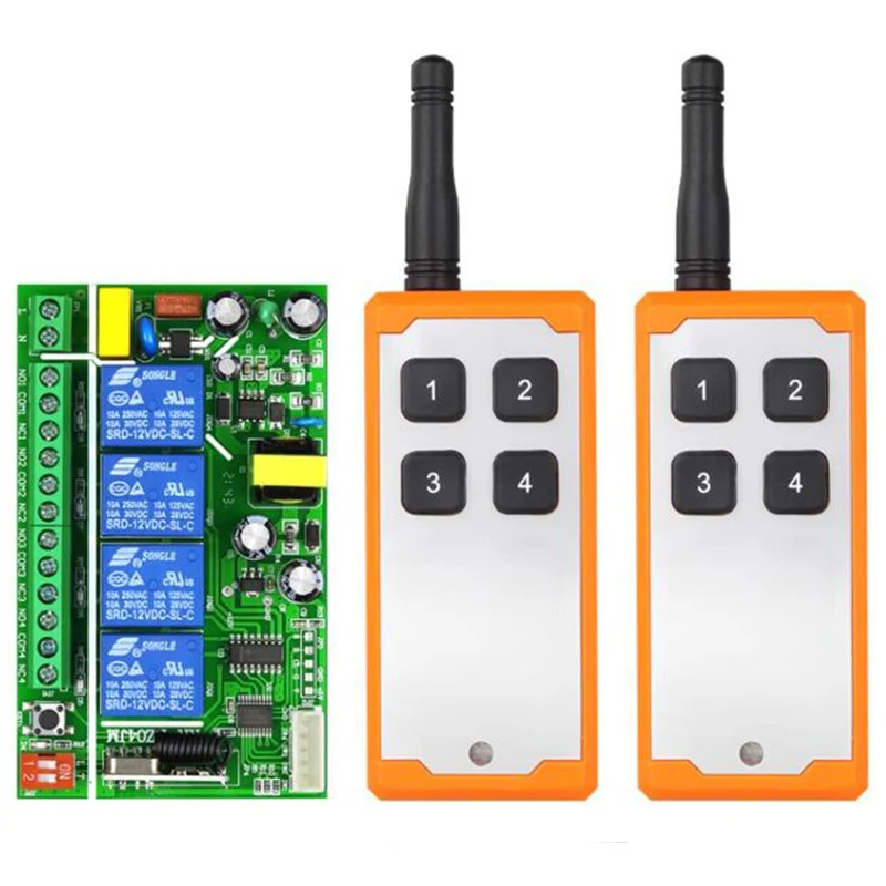 433MHz Universal Wireless Remote Control AC110V 220V 4CH Relay Radio controller Receiver Module RF Switch & Gate Garage opener