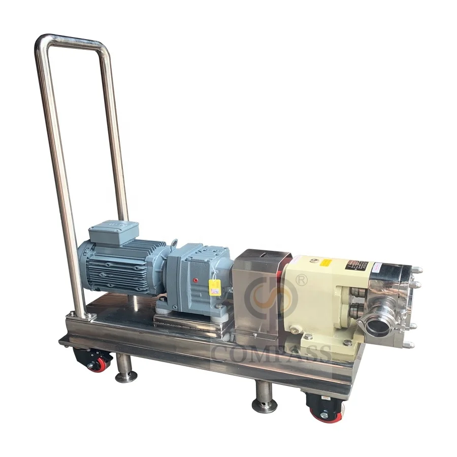 

Compass Food Grade Stainless Steel SS304 Sanitary Flange Connection Tri Lobe Rotary Lobe Pump with Handcart