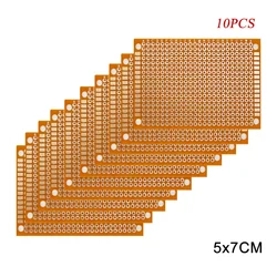 10PCS 5x7CM 5*7CM PCB Breadboard Protoboard Single-Sided Universal Printed Circuit Boards 1.2MM Thick DIY Set Yellow