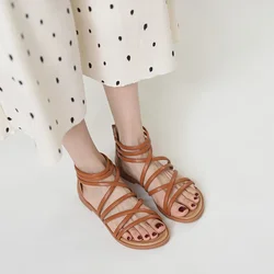 Big Size Summer New Women 1cm Platform 2cm Low Heels Sandals Lady Lightweight Solid Color Shoes Female Concise Daily Roman Flats