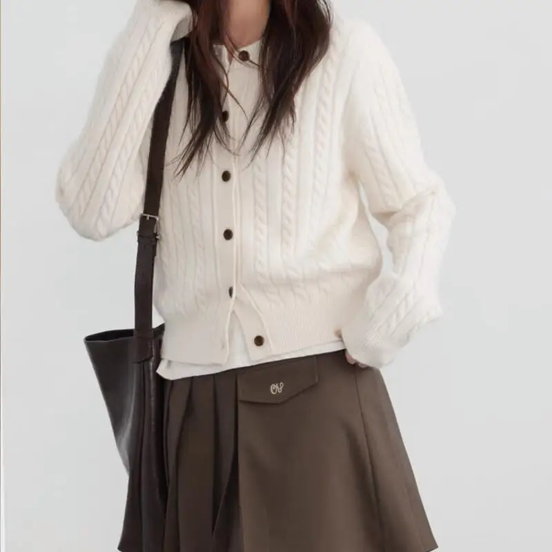 

Женская одежда, зима 2025 г., свободные толстые уютные топы, женская одежда, трикотаж, кардиган, свитер, пальто, популярное в Корейском стиле