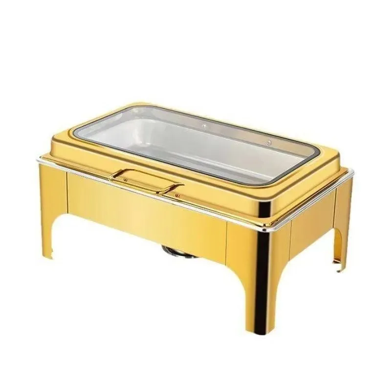 Luxury 9L Gold Rectangle Chafing Dish Food Warmers Buffet Chafing Dishes For Hotel Restaurant