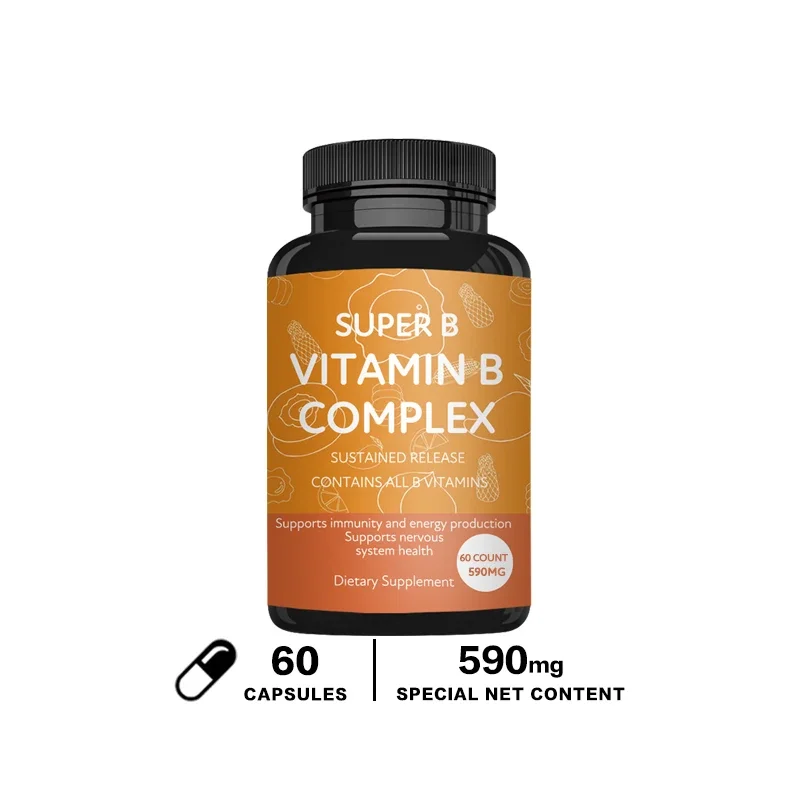 Vitamin B Complex Capsules - Replenish Energy, Relieve Stress, Improve Digestion, and Enhance Immunity
