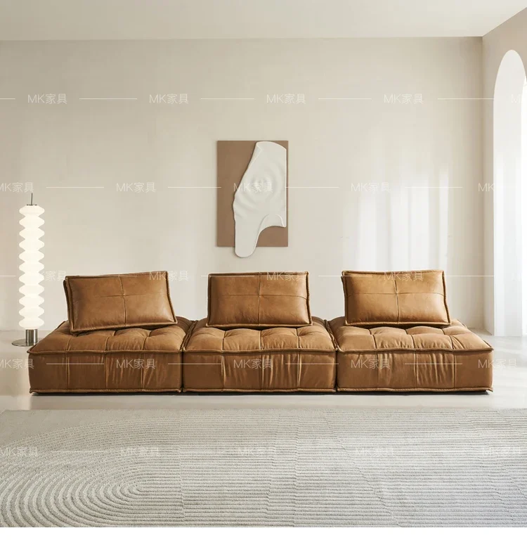 

Original Dutch Piedmont full leather sofa Italian Nordic living room single module tofu square sofa