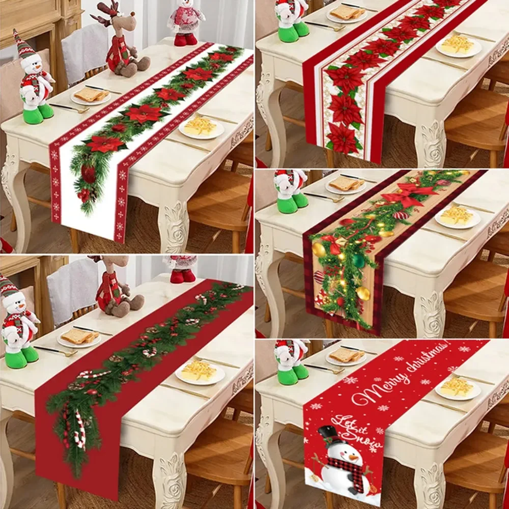 Christmas Table Runner Merry Christmas Decorations 2024 For Home Tablecloth Navidad Noel Kerst Xmas Gifts New Year 2025 Natal