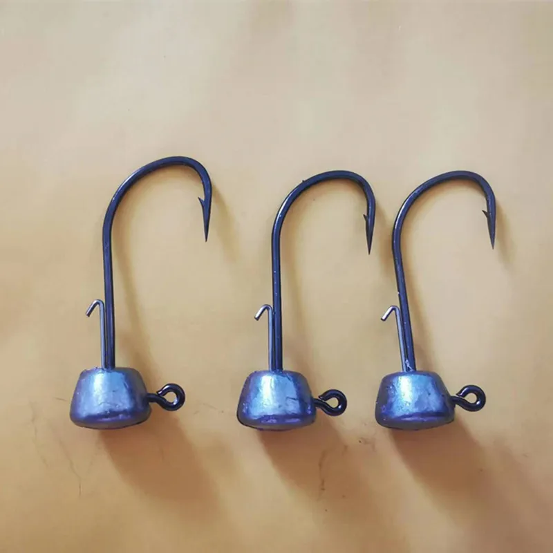 Fishing NED Jig Head Hook Strong Anti Falling Off Auxiliary Stand Hooks Mandarin Fish Lead T Tail Worm Fishhook Lot 10 Pieces