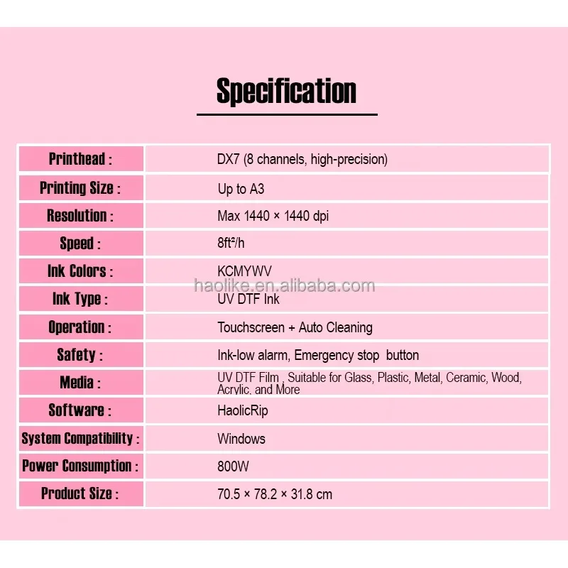 Great 13Inch UX7 Pink UV DTF Printer Built-in Laminator & Cutter All-in-One Bundle Custom 16oz Double Sides Cup Wraps Machine